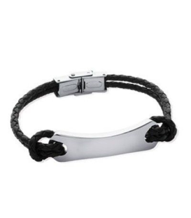 Bracelet doubles tresses rondes de cuir noir 