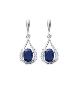 Boucles d'oreilles argent massif pendants oxydes de zirconium bleu et blancs