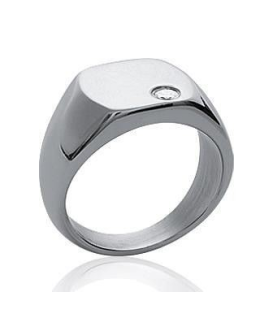 Bague belle chevalière homme acier petit zirconium