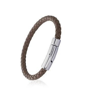 Bracelet en cuir gold homme tressé rond