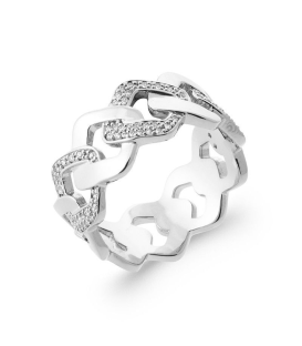 Bague argent massif zirconium anneaux maille gourmette