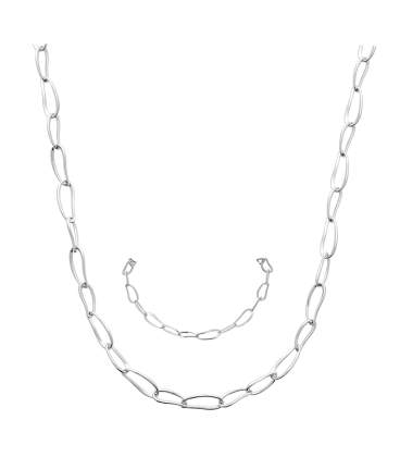 Collier argent massif jeu anneaux ovales 