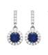 Boucles d 'oreilles argent massif pendant rond zirconium bleu saphir et blanc 