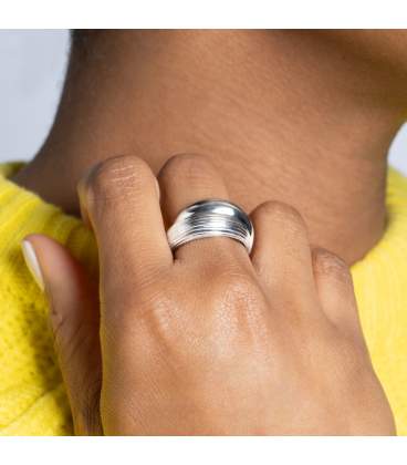 Bague deux larges anneaux fixe en argent massif 